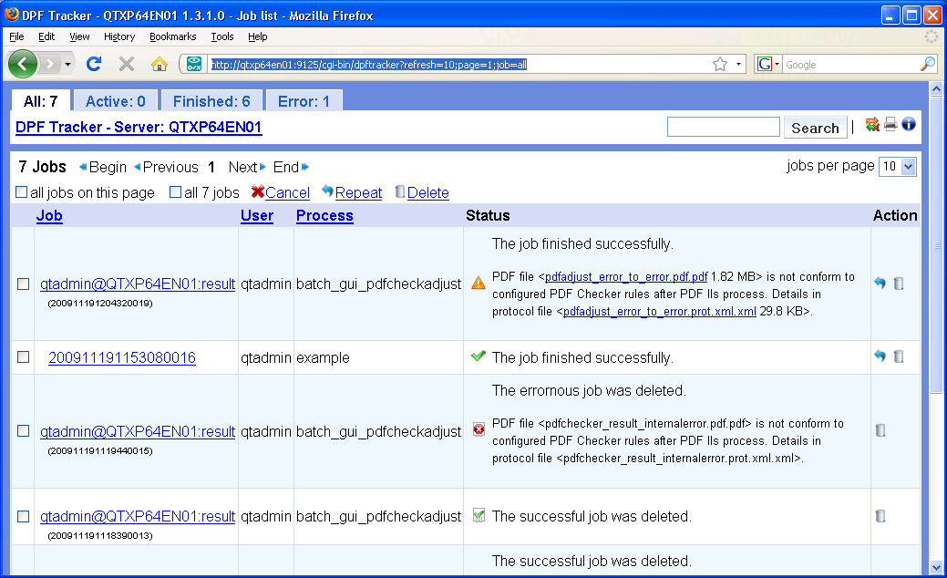 Screenshot of the DPF Tracker